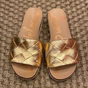 Sam Edelman Gold Slide Sandals
